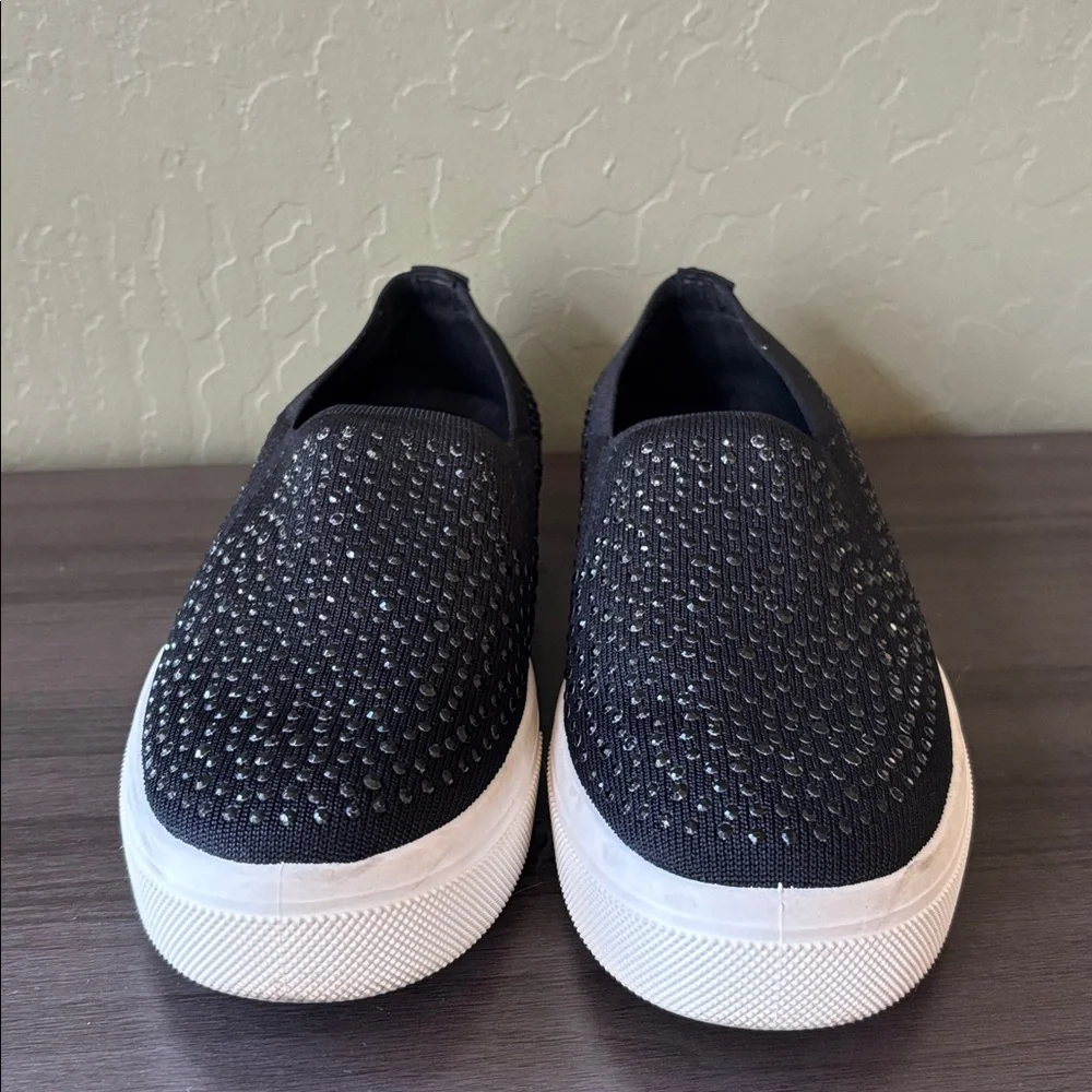 Skechers Poppy Black Knit Studded Slip In Sneaker Size 7.5‎